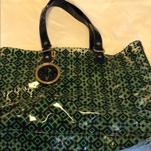 Tory Burch waterproof Stylish Green Geometric Tote Bag
